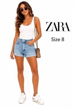 ZARA High Rise Jean Shorts Size 8